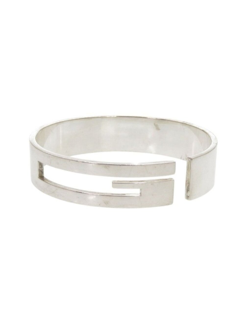 Gucci Cutout Logo 925 Sterling Silver Bangle Bracelet